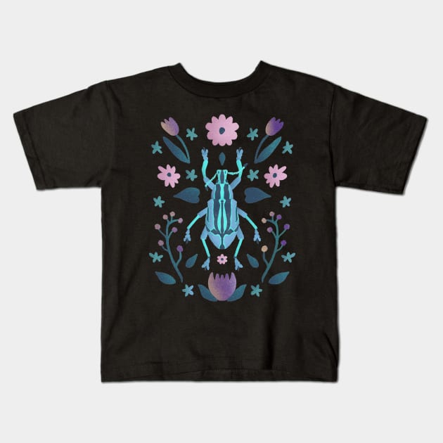 Bright Blue Beetle Kids T-Shirt by Annelie